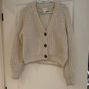 H&M Women's Cream Knit Cardigan Sweater